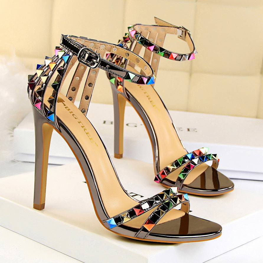Prism Studded Roman Cut-Out Heels