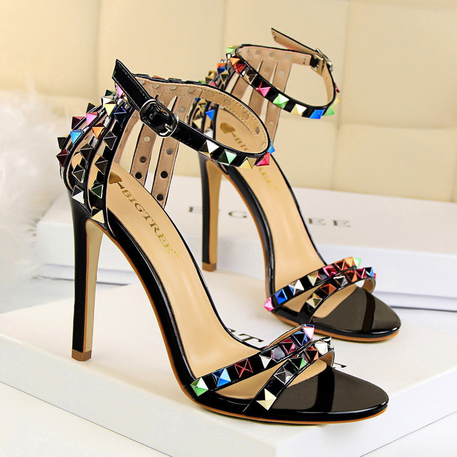 Prism Studded Roman Cut-Out Heels