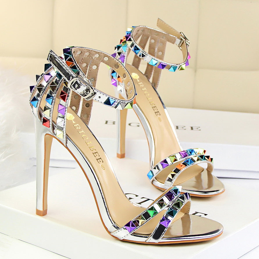Prism Studded Roman Cut-Out Heels