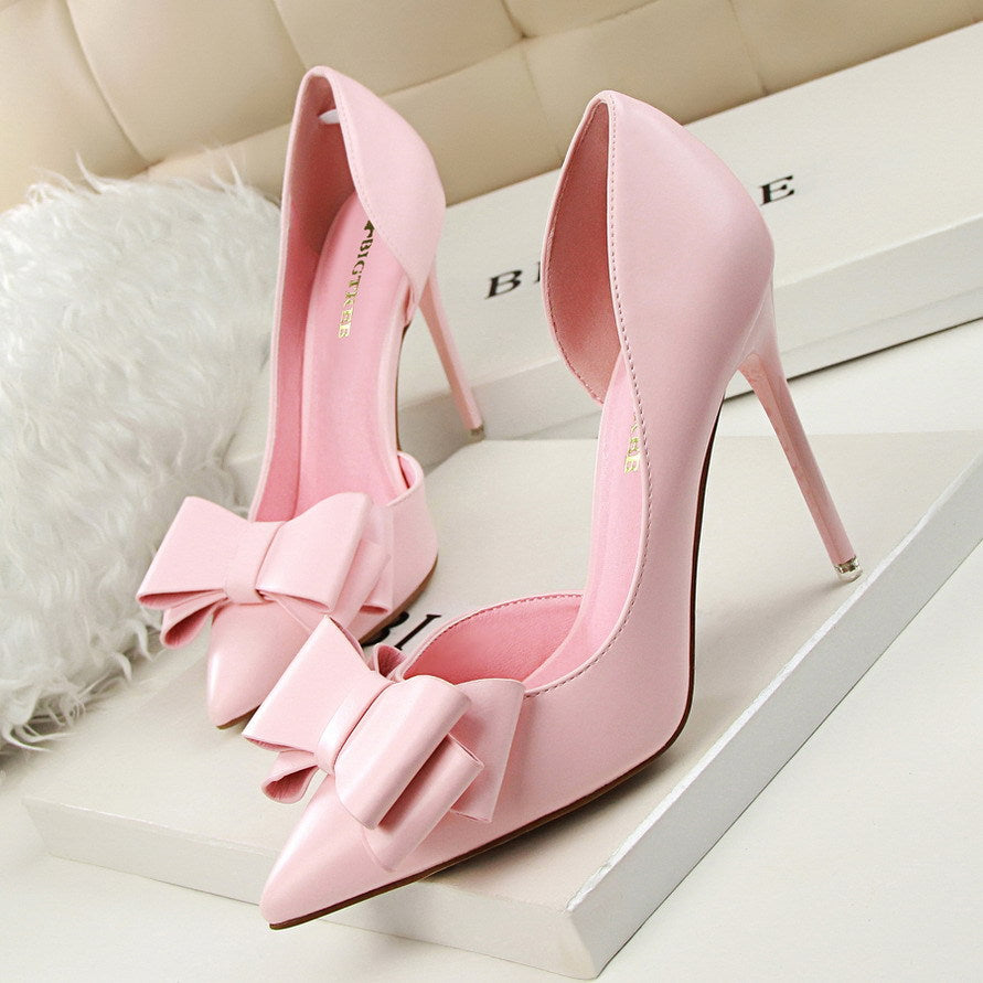 Coquette Pointed Toe Bow high Heels