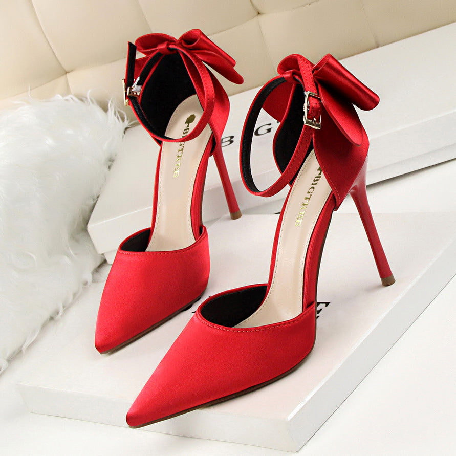 Seraphina Satin Bow Back Stiletto Heels