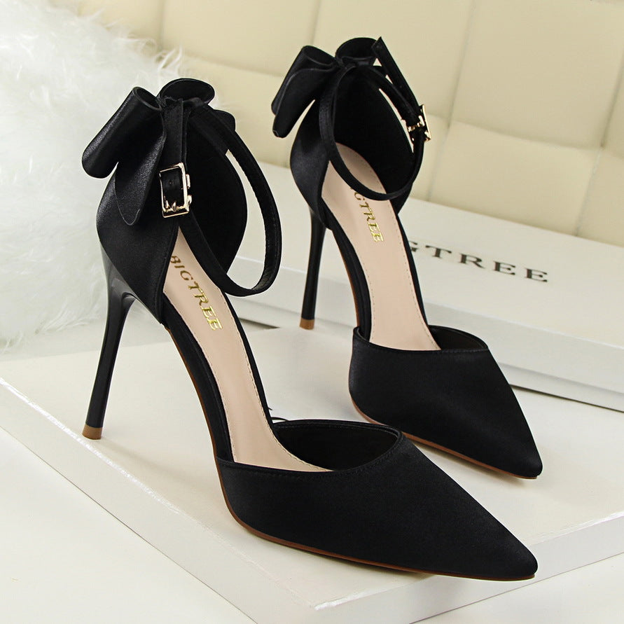 Seraphina Satin Bow Back Stiletto Heels