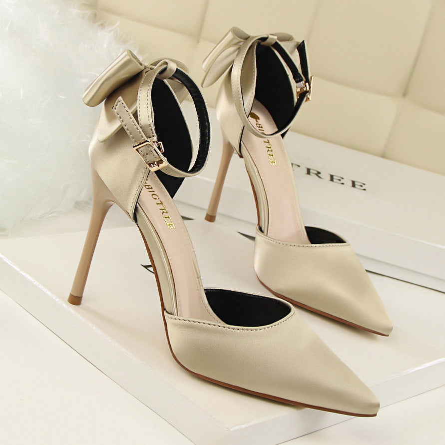 Seraphina Satin Bow Back Stiletto Heels