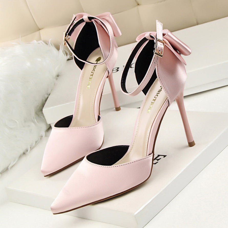 Seraphina Satin Bow Back Stiletto Heels