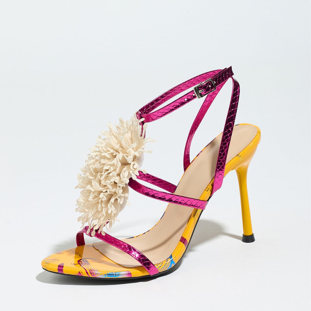 The Bloom & Stride Metallic Fringe Heels