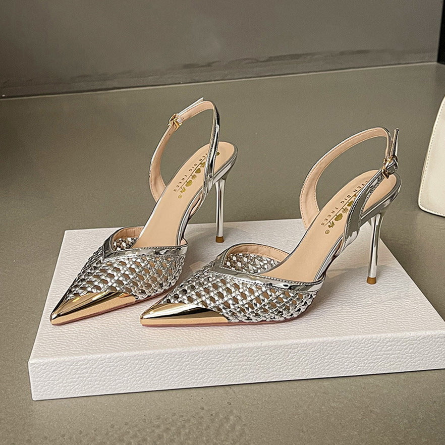Valerie Metallic Woven High Heels