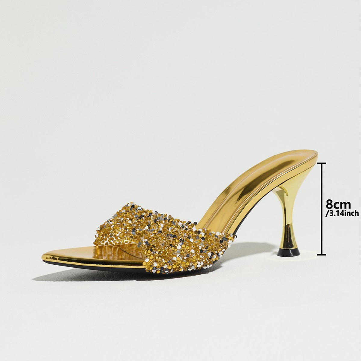 Pointed-Toe Rhinestone Rhinestone Mules