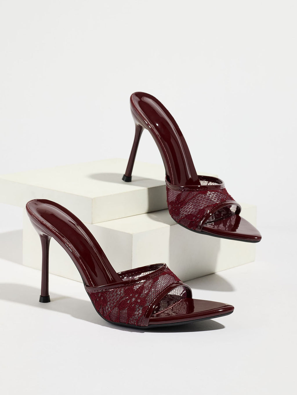 Noir Mesh Pointed-Toe Mules