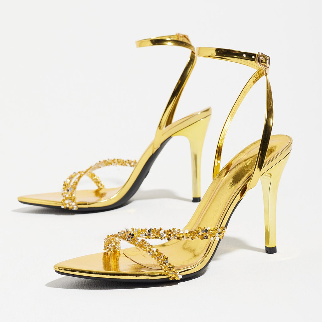 Scarlet Radiance Rhinestone Stiletto Sandals
