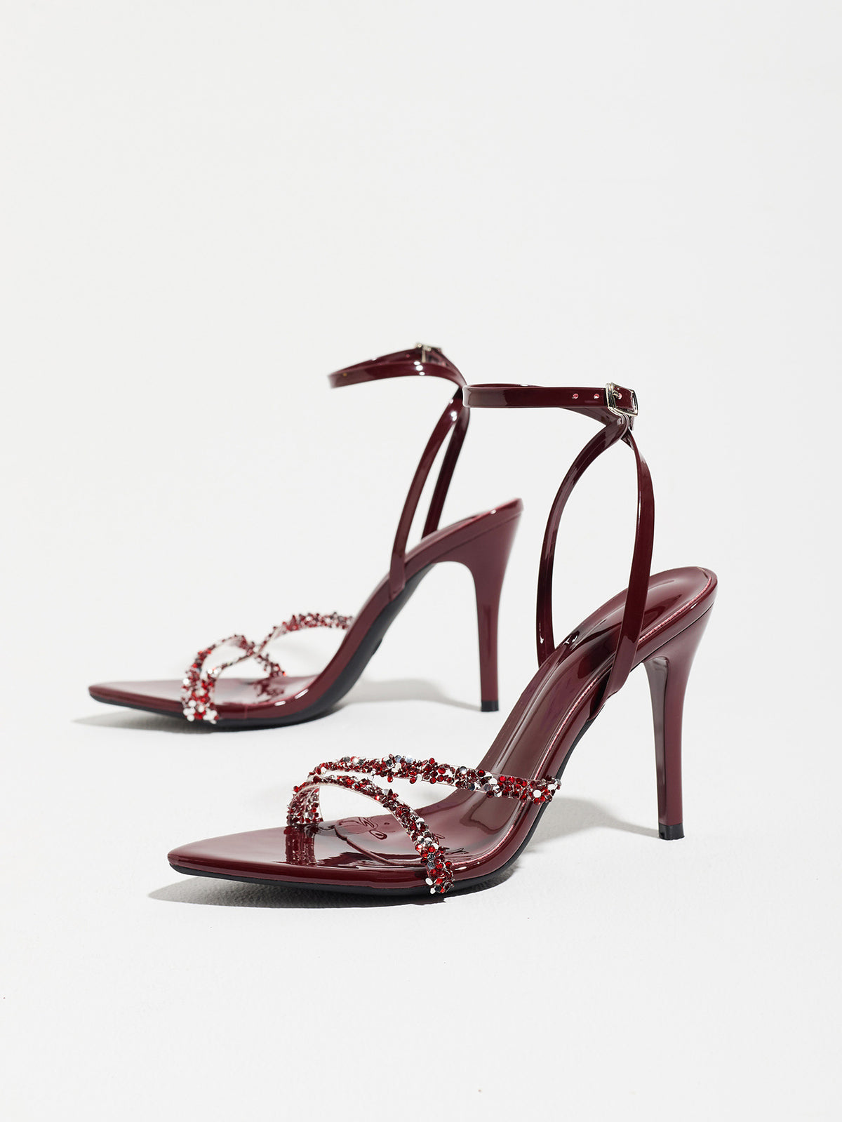 Scarlet Radiance Rhinestone Stiletto Sandals