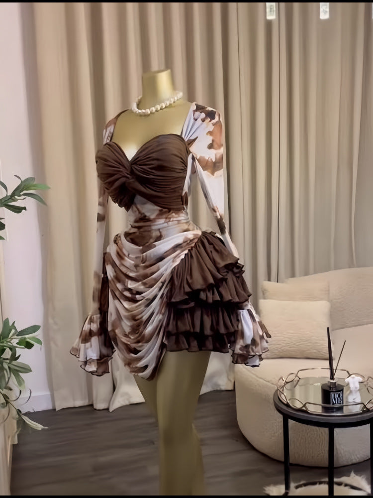 The Sienna Marbel Flare Mini Dress