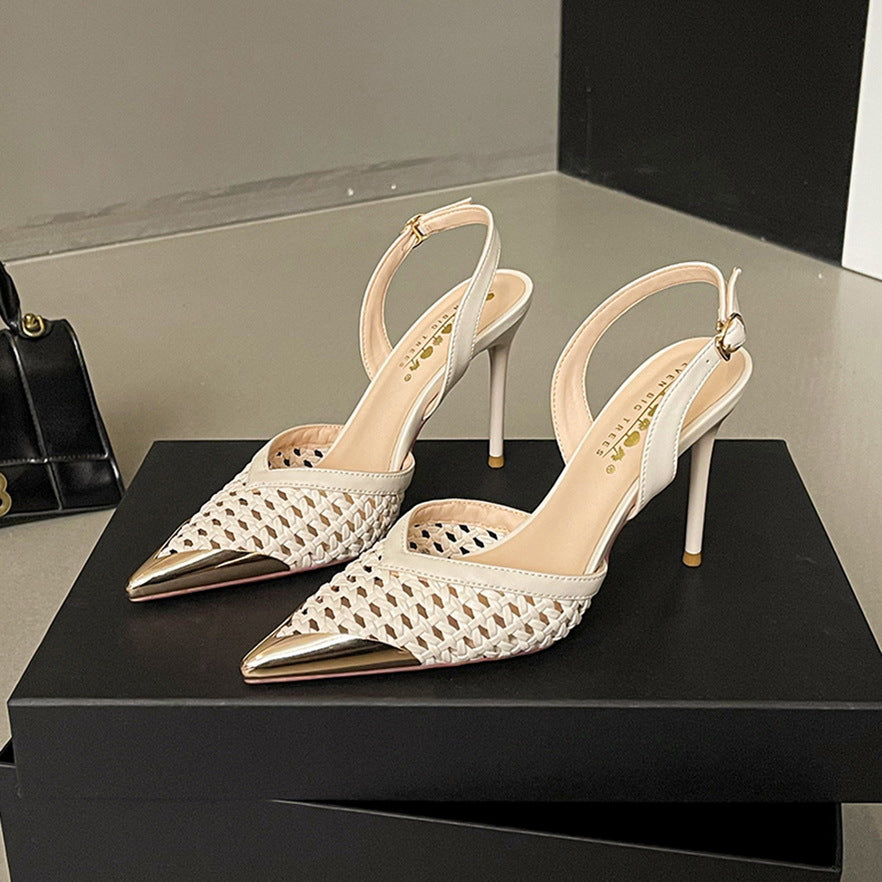 Valerie Metallic Woven High Heels
