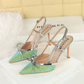 Celeste Metallic Trim Bow Slingbacks