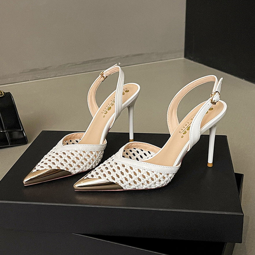 Valerie Metallic Woven High Heels