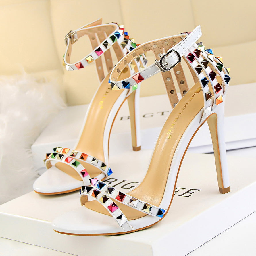 Prism Studded Roman Cut-Out Heels