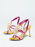 The Bloom & Stride Metallic Fringe Heels
