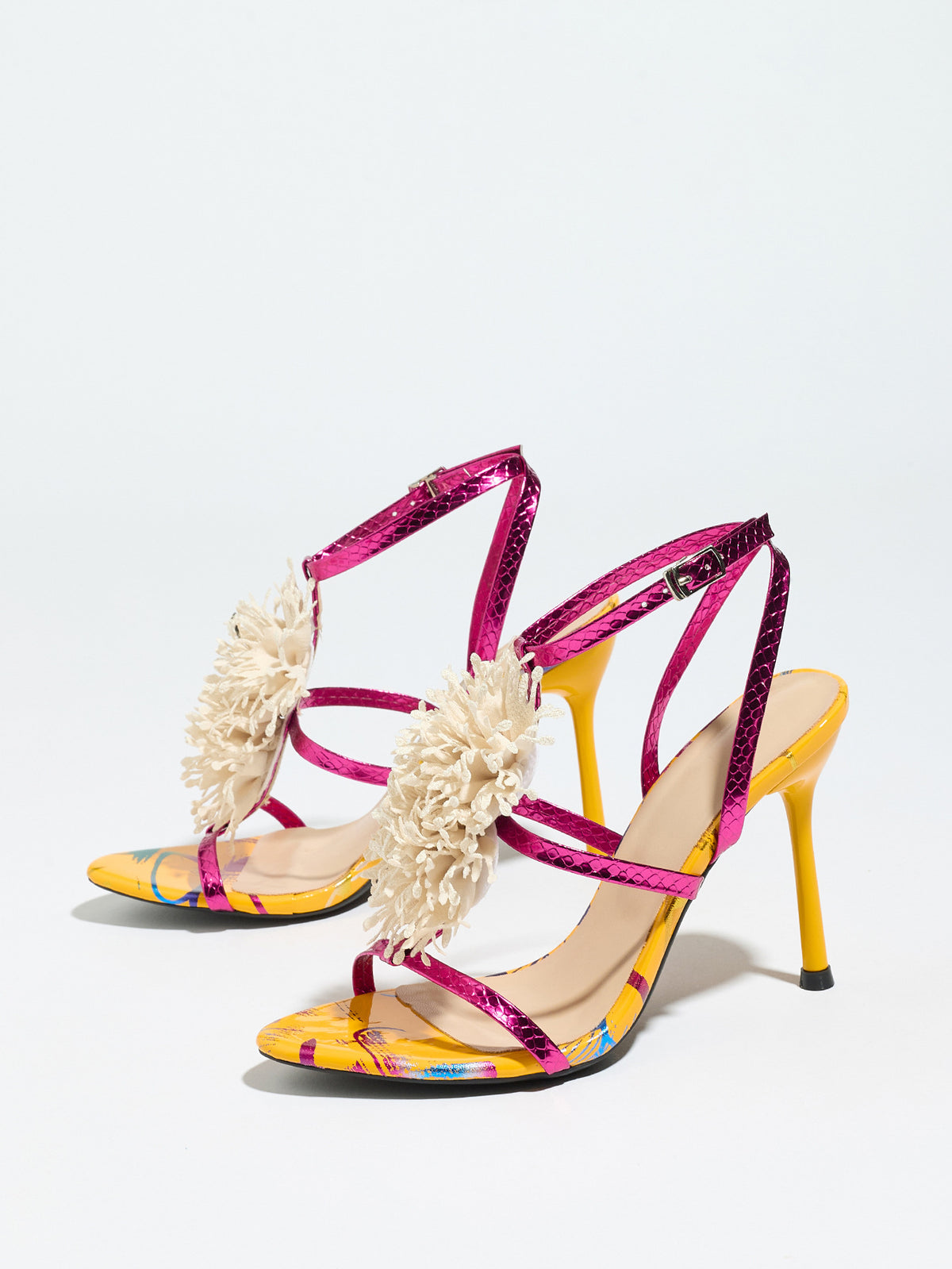 The Bloom & Stride Metallic Fringe Heels