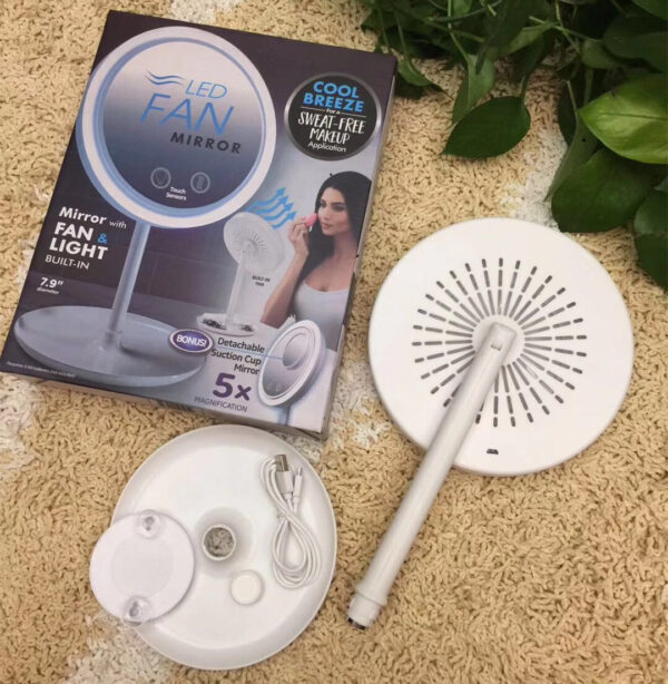 3-in-1 desktop with fan LED light makeup mirror Sweat-free make-up mirror for hair dryer makeup mirror - Image 3