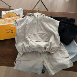 [94%Positive Rating] Boys Fashion Fried Street Set Summer 2025 Children's Little Boy Handsome Hooded None