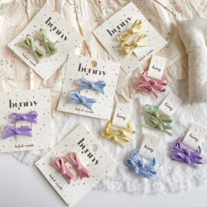 Spring new macaron bow band sweet girl bow tie pair hairpin cute girl side hair ornament hair ring