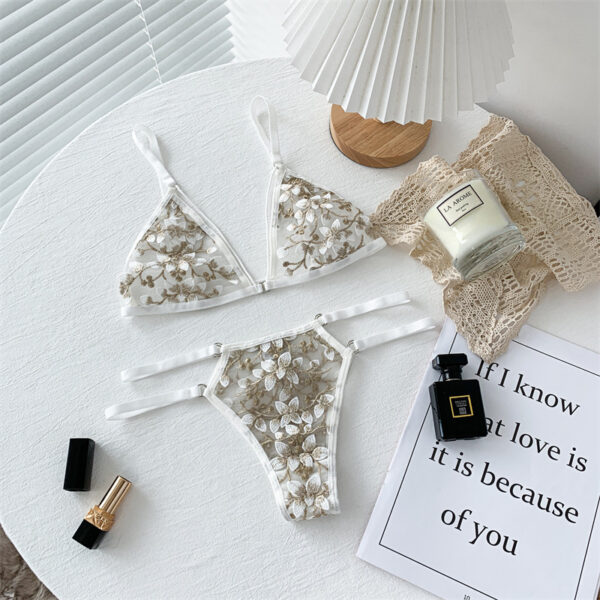 sexy embroidery flower bra panties set - Image 4