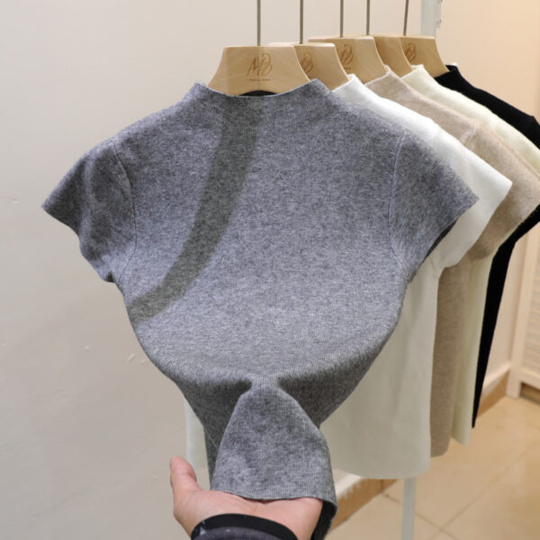 Core yarn original half-high neck short-sleeved T-shirt - Image 4