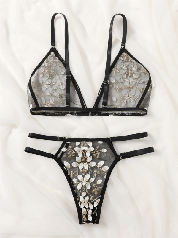 sexy embroidery flower bra panties set - Image 9