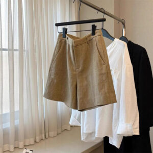 CHAO Class Recommended! Fashionable and casual high-quality old money style ~ khaki linen high-waisted thin leg length shorts