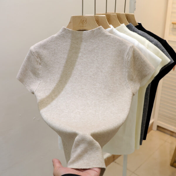 Core yarn original half-high neck short-sleeved T-shirt - Image 3
