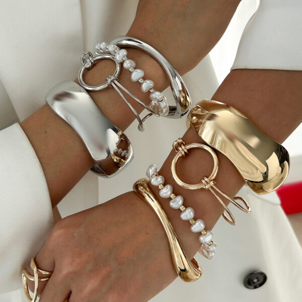 ins style metallic wide bracelet - Image 2