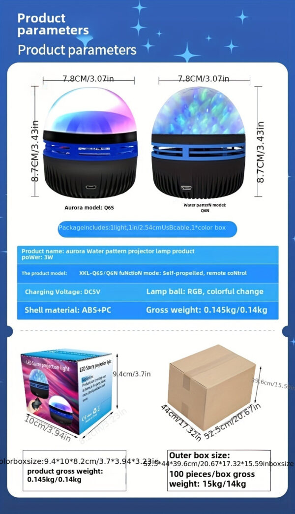 5V Starry Sky Light, Northern Lights, LED Projection Light, Night Light, Atmosphere Light, Small Magic Ball, Festival Light, Water Ripple Bedside Light - Image 5