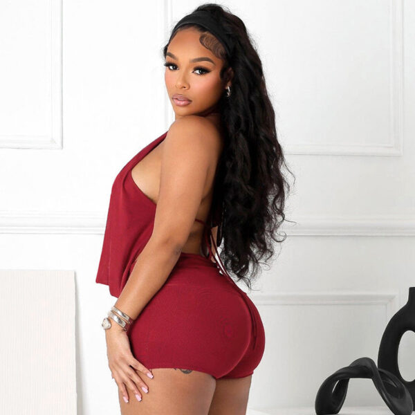 New sexy halter-neck strap backless top shorts two-piece suit - Image 4