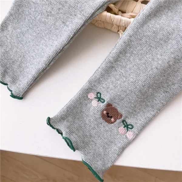Girls bear cherry print leggings - Image 3