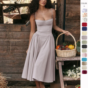 Summer amazon skirt new french retro maxi skirt court style dopamine wear slip dress women