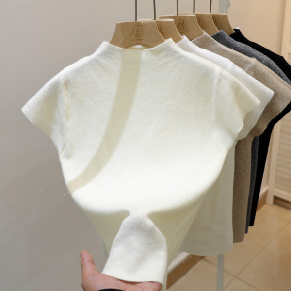 Core yarn original half-high neck short-sleeved T-shirt