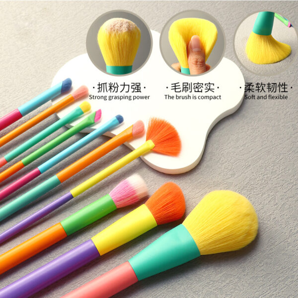10 Rainbow Makeup Brush Set - Image 3