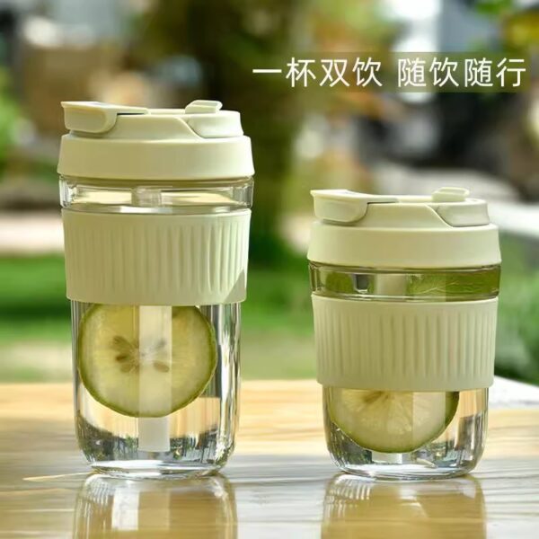 Portable glass water cup with straw - Image 3