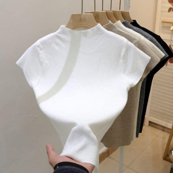 Core yarn original half-high neck short-sleeved T-shirt - Image 2