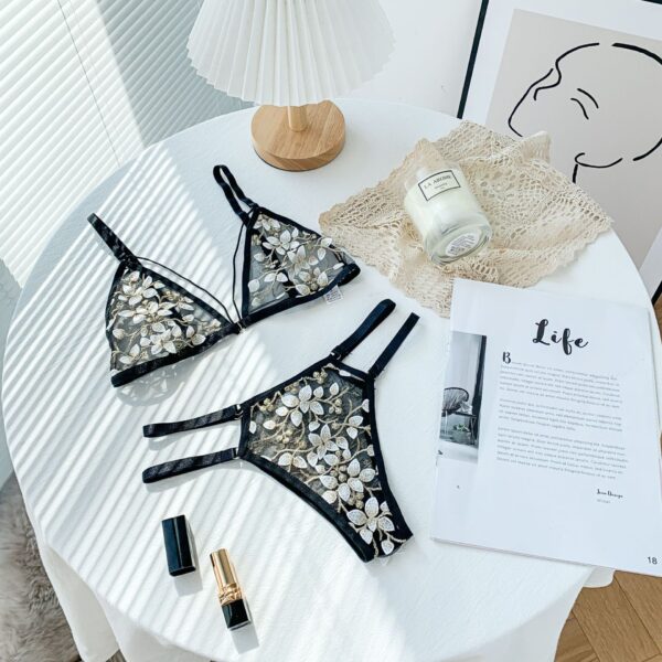 sexy embroidery flower bra panties set - Image 8