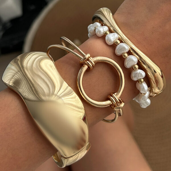 ins style metallic wide bracelet