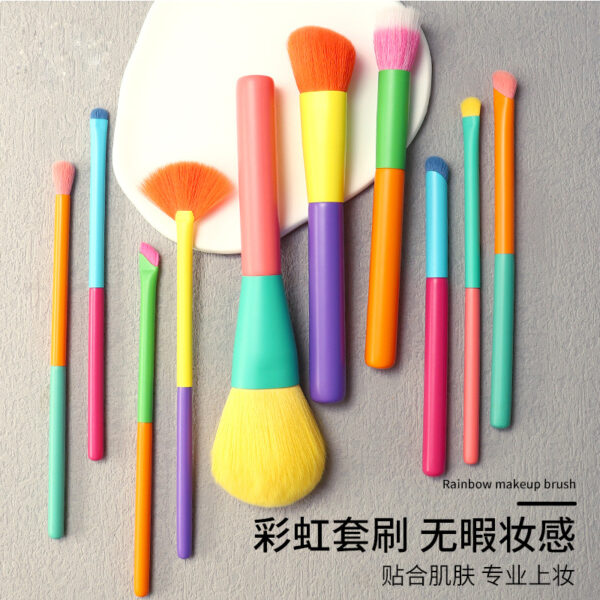 10 Rainbow Makeup Brush Set - Image 4