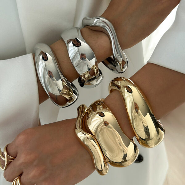 ins heavy industry design sense metallic glossy bracelet