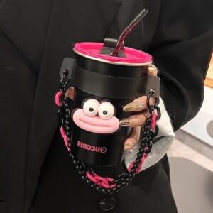 304 stainless steel portable coffee cup anti-drop casual cup straw cup drinking water outdoor ins wind cup with lid for men and women