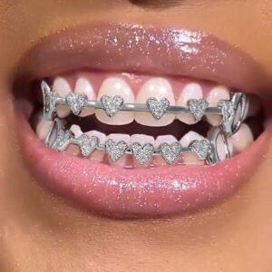 Gold Plated 8 Teeth Micro Inlay Love Diamond Braces