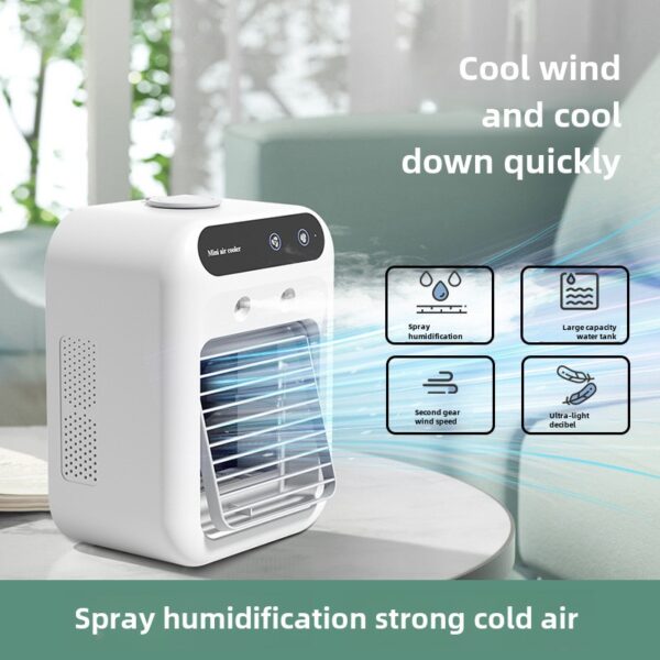 Desktop cooling fan with AC and humidifier