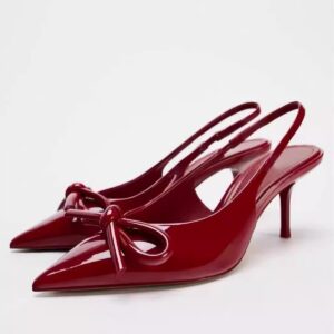 2025 summer new women's shoes red toe bow stiletto heel pointed toe fashion foreign trade high heels single shoes women