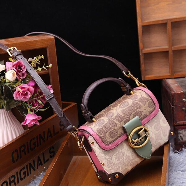 This year's popular niche contrasting box bag women's spring 2025 new leather fashion premium one-shoulder crossbody bag - Image 2