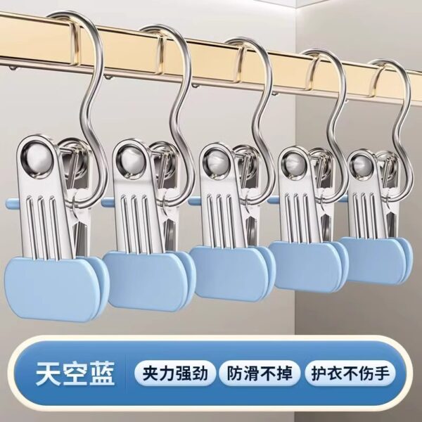 Trouser clips, household seamless pants, hangers, hanging skirts, special wardrobes, storage artifacts, stainless steel, multi-functional with hooks - Image 2