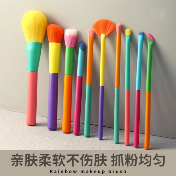 10 Rainbow Makeup Brush Set