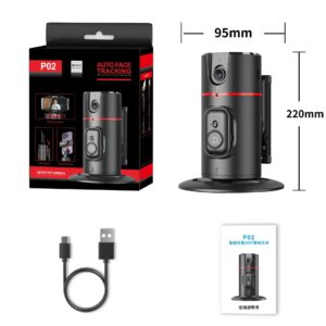 AI Face Recognition, Intelligent Follow-up PTZ, 360° Mobile Phone Stabilizer, Desktop Live Stand, Selfie Artifact P02